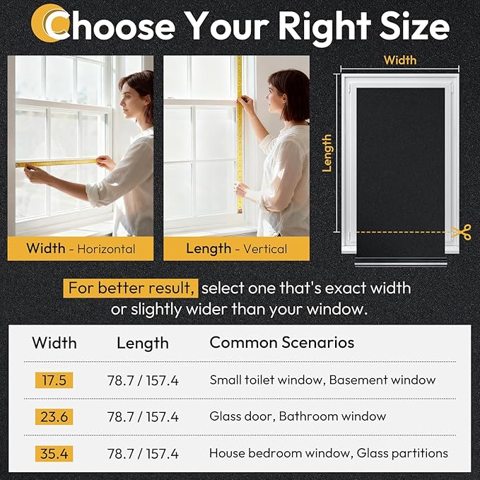 rabbitgoo Blackout Window Film 100% Light Blocking, Static Cling No Glue Easy Install, Removable Room Darkening Window Cover for Daytime Sleep, Bedroom, Nursery, Home Theater, 17.5" x 157.4"