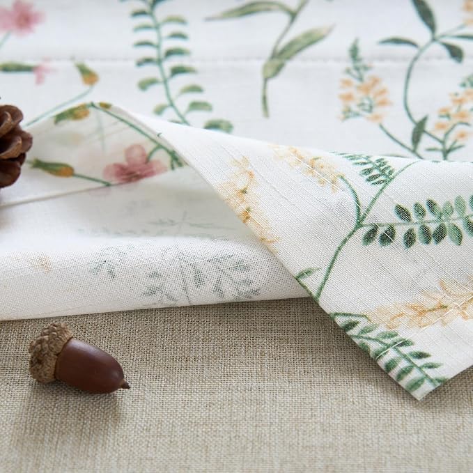 JINCHAN Linen Double Layer Valance Curtain for Windows Farmhouse Floral Light-reducing Kitchen Living Room Bedroom Bathroom 18 Inch Rod Pocket 1 Panel Green on White