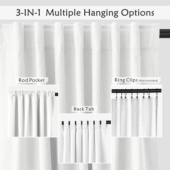 UHITECH Short Linen Blackout Curtains 30 Inches Length for Small Window Panels Back Tab/Rod Pocket Beige Black Out Curtains Basement Thermal Kitchen Drapes 2.5ft