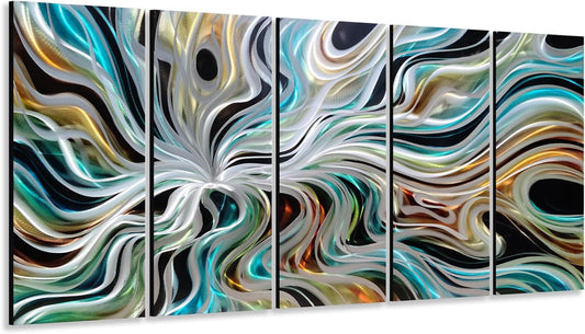 Yihui Arts Abstract Metal Wall Art for Living Room Modern Wall Sculpture Contemporary Aluminum Artwork for Indoor and Outdoor Decor