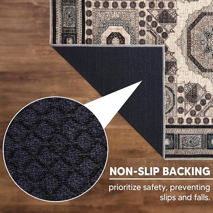 Keen Home Design 30"x120" Rug - Machine Washable Runner Rug with Non-Slip Backing, Ideal for Hallway, Entryway, Kitchen, Laundry Room - Vintage, Easy Clean, Durable, Low Pile - (2'6" x 10')