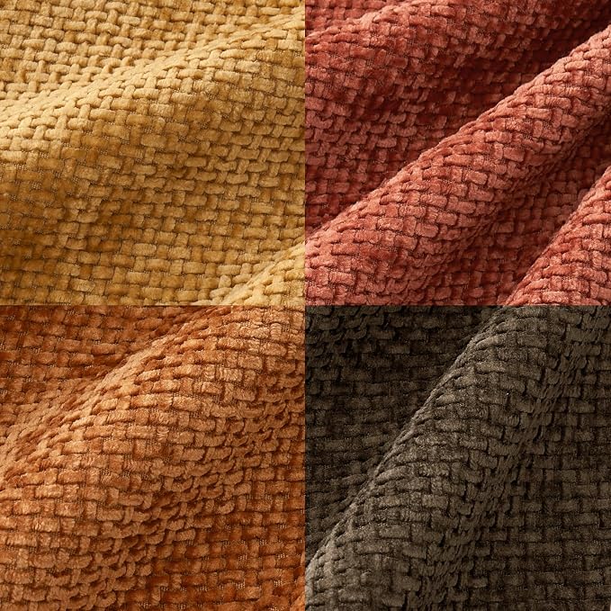 MIULEE Pack of 4 Orange/Yellow Couch Throw Pillow Covers 18x18 Inch Halloween Soft Decorative Chenille Pillows Farmhouse Accent Cushions for Boho Fall Home Decor Sofa Bedroom Living Room