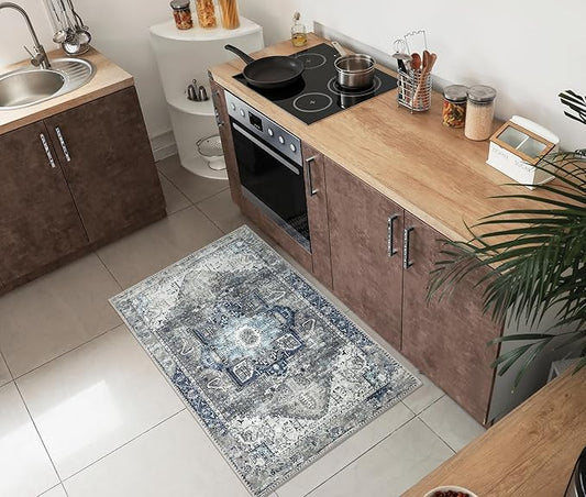 Keen Home Design 24"x36" Rug - Machine Washable Entry Rug with Non-Slip Backing, Ideal for Enteryway, Kitchen, Bathroom, Laundry Room - Vintage, Easy Clean, Durable, Low Pile - (2' x 3')