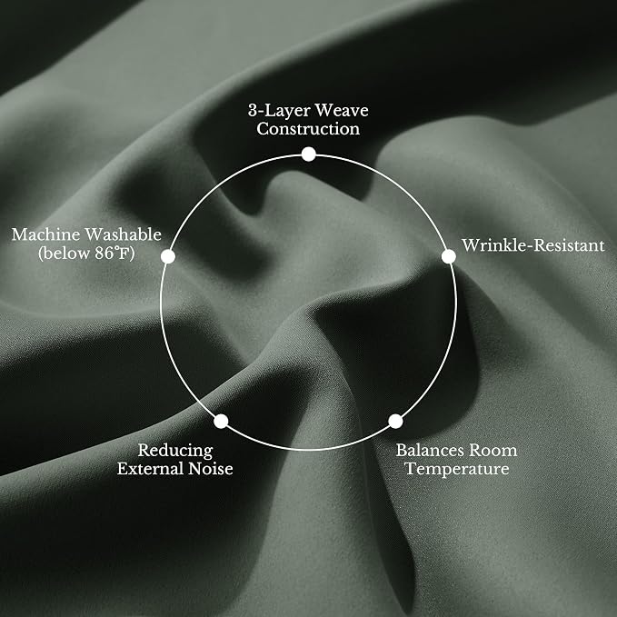 NICETOWN 100% Blackout Curtains 84 inches Long, Pair of Energy Smart & Noise Blocking Out Drapes for Baby Room Window, Thermal Insulated Guest Room Lined Window Dressing(Dark Mallard, 52 inches Wide)