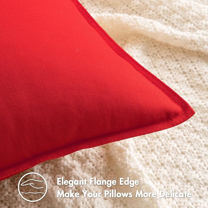MIULEE Pack of 2 Decorative Linen Pillow Covers 20x20 Inch Christmas Red | Spring Boho Farmhouse Modern Soft Accent Throw Pillows Neutral Cushion Covers for Sofa Couch Bed Living Room Home Decor