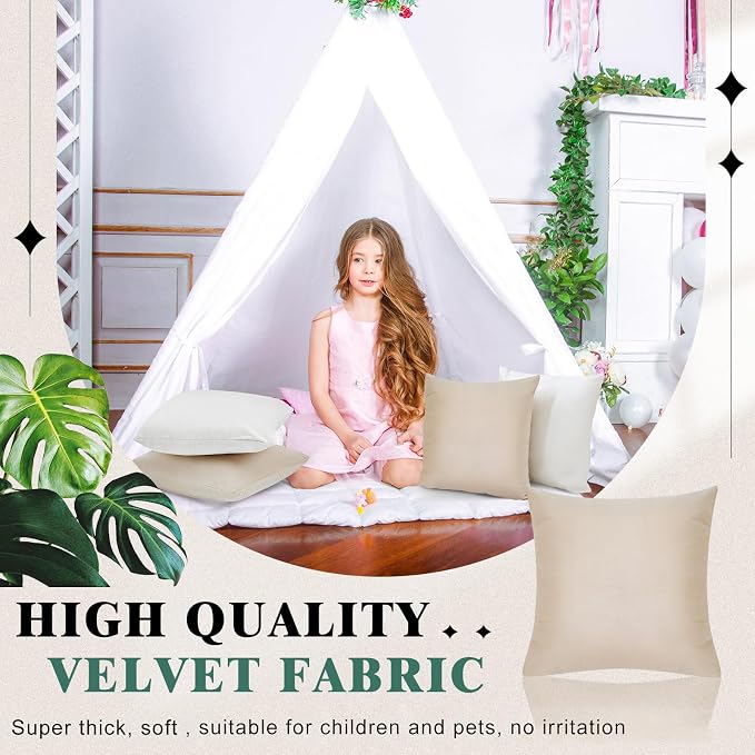 Berlune 6 Pcs Morandi Picnic Velvet Throw Pillow Covers 18" x 18" Decorative Cushion Cases Soft Pillowcase Coquette Party Accessories Picnic Couch Sofa Bed Chair Home Decor, No Inserts