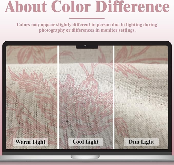 Pink Floral 100% Blackout Curtains for Bedroom 84 Inch Length 2 Panels Set, Linen Texture Farmhouse Curtains for Living Room