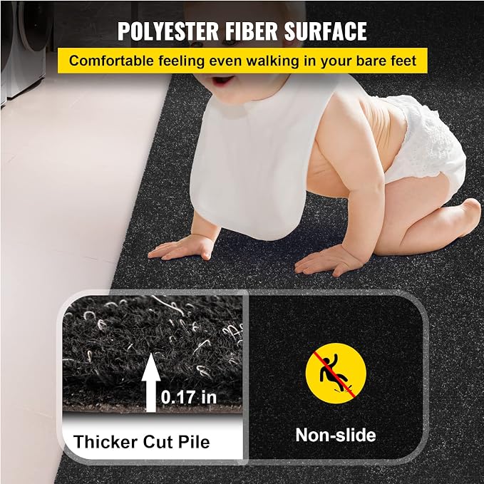 Happybuy 6 ft x 23 ft Black Marine Carpet for Boats Waterproof - 0.18" Thick Indoor Outdoor Rug Carpet Roll for Home Patio Porch Deck