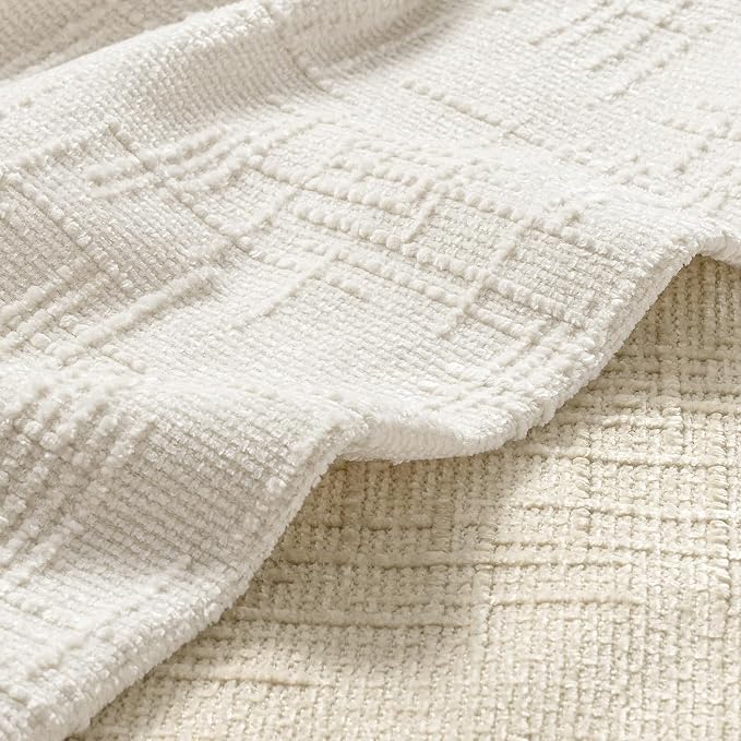 MIULEE Slubby Textured Decorative Throw Pillow Covers 24x24 Inch Set of 2 Boho Farmhouse Soft Cozy Chenille Pillows Cushion Cases Modern Neutral Home Decor for Couch Sofa Bed Living Room, Cream White