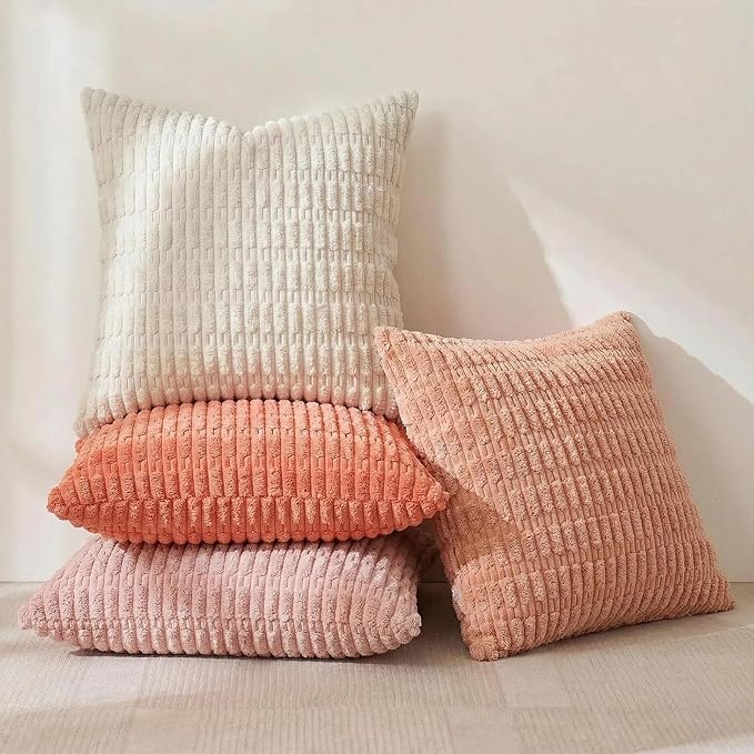 Fancy Homi 4 Packs Decorative Throw Pillow Covers for Living Room Couch Bed, Modern Farmhouse Boho Home Décor Accent Cushion Case, 26" x 26", Pink Series