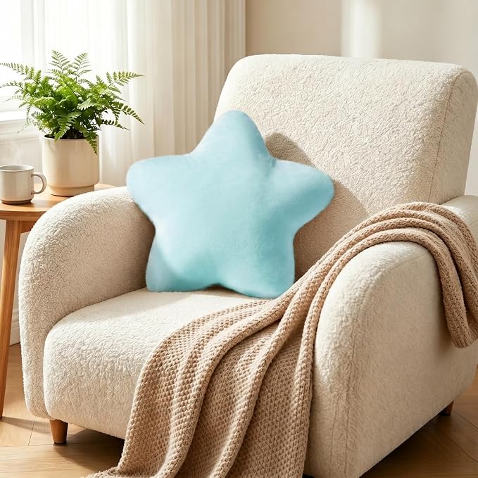 Star Pillow Cute Soft Plush Blue Decorative Throw Pillows for Couch Bed | 15.4", Fluffy and Comfortable, For Sofa Chair, Aesthetic Living Room Bedroom Decor,Floor Cushions, Gift For Girls Kids