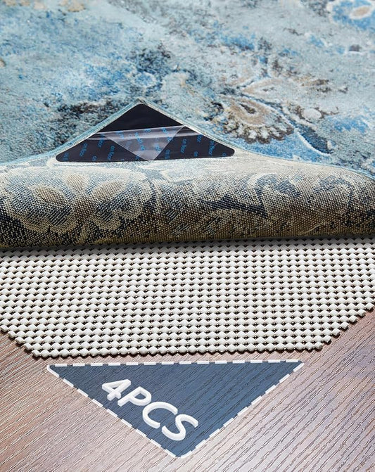 Veken Rug Gripper Pad for Hardwood Floors Tile Floors with 4 Pcs Rug Tape, Thick Cushion Non Slip Rug Pads for Area Rugs, Under Carpet Anti Skid Mat, Keep Your Rugs Safe and in Place, 2x3 Ft