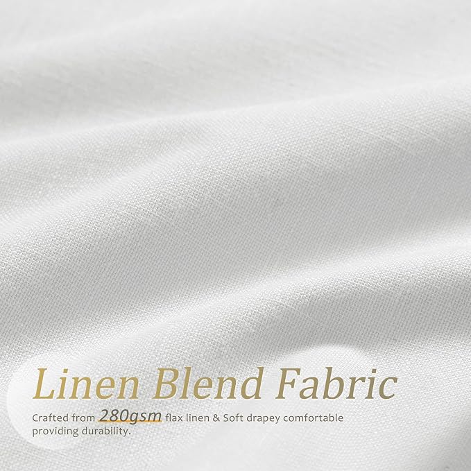 Jowels Off White Linen Blackout Curtains 96 Length 2 Panels Set for Living Room Bedroom, 100% Black Out Thermal Insulated Linen Drapes, Room Darkening Grommet Curtains 96 Inches Long, Off White