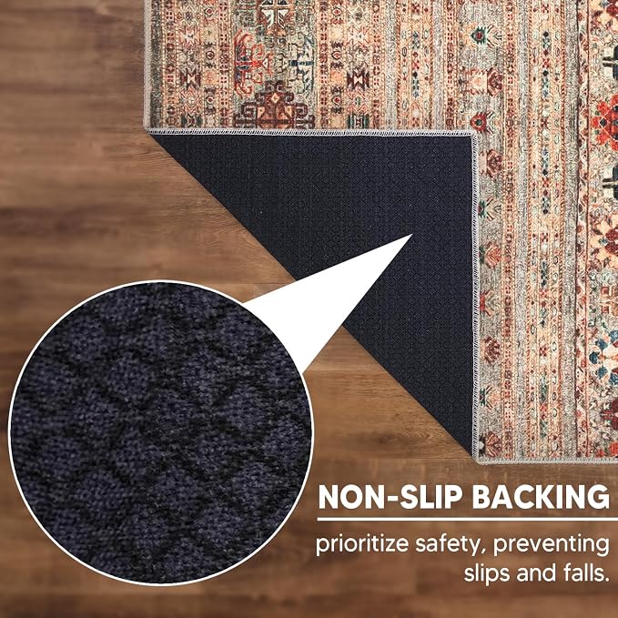 Keen Home Design 30"x144" Rug - Machine Washable Runner with Non-Slip Backing, Ideal for Hallway, Entryway, Kitchen, Laundry Room - Vintage, Easy Clean, Durable, Low Pile Rug - (2'6" x 12')