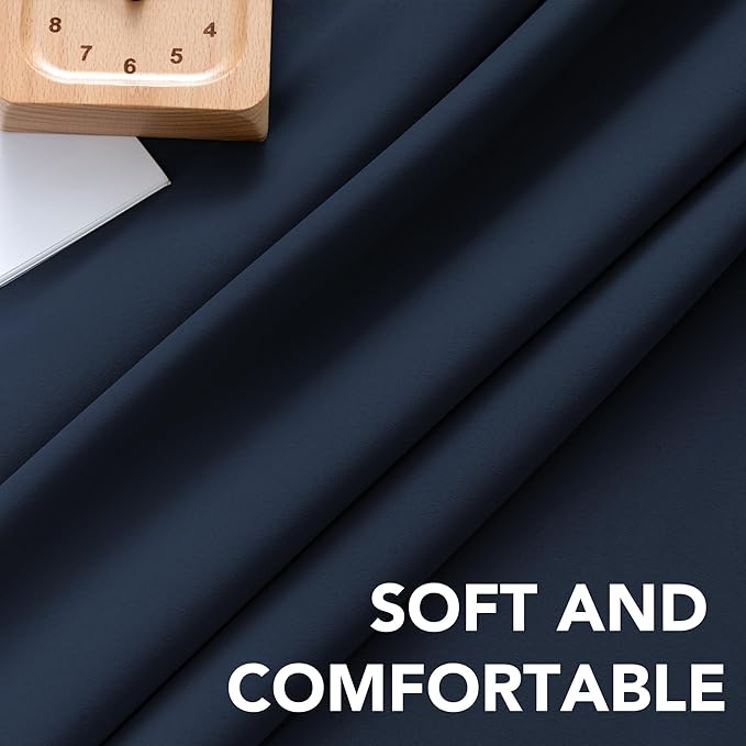 H.VERSAILTEX Blackout Curtains Thermal Insulated Window Treatment Panels Room Darkening Blackout Drapes for Living Room Back Tab/Rod Pocket Bedroom Draperies (2 Panels, Navy Blue, 42 x 54 Inch)