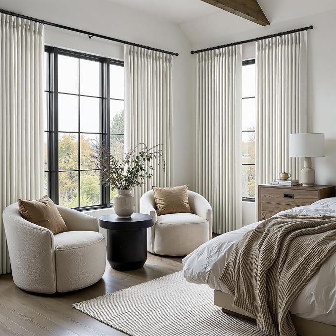 102 Inches Long Custom Pinch Pleated Linen Sheer Curtains,Gray Privacy Pinch Pleat Light Filtering Curtains with Pin Hooks for Traverse Rods,Burlap Drapes 2 Panels for Living Room Bedroom