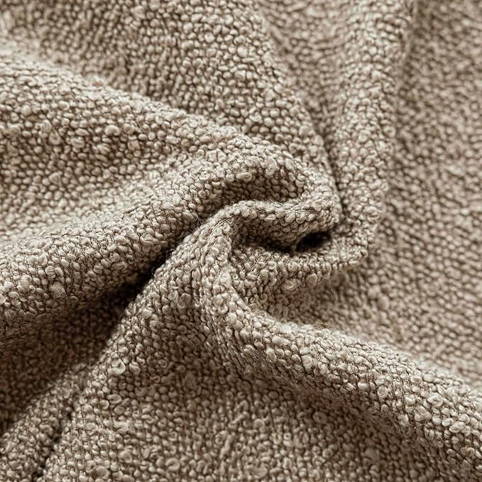 Foindtower Pack of 2 Textured Boucle Throw Pillow Covers Neutral Accent Solid Decorative Pillow Cases Cozy Woven Couch Cushion Case for Sofa Bedroom Living Room Home Decor 20x20 Inch Light Khaki Tan
