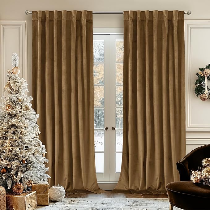 BGment Bronze Brown Velvet Curtains for Bedroom, 78 Inch Curtains Super Soft Thermal Insulated Blackout Velvet Panels Noise Reduce Back Tab Rod Pocket Drapes for Living Room, 2 Panels, 52 x 78 Inch