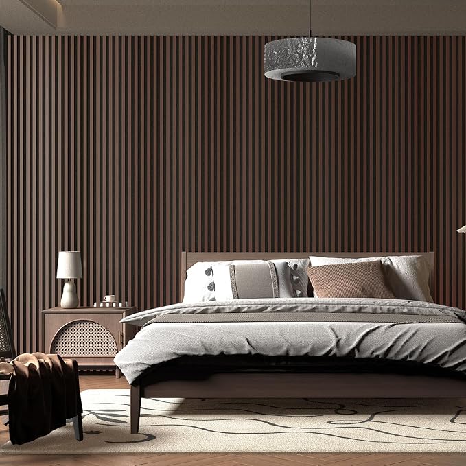 Art3d 2-Pack 104" x 15.75" Acoustic Slat Wood Wall and Ceiling Panels, Fluted Modern Sound Absorbing Panels, Dark Walnut