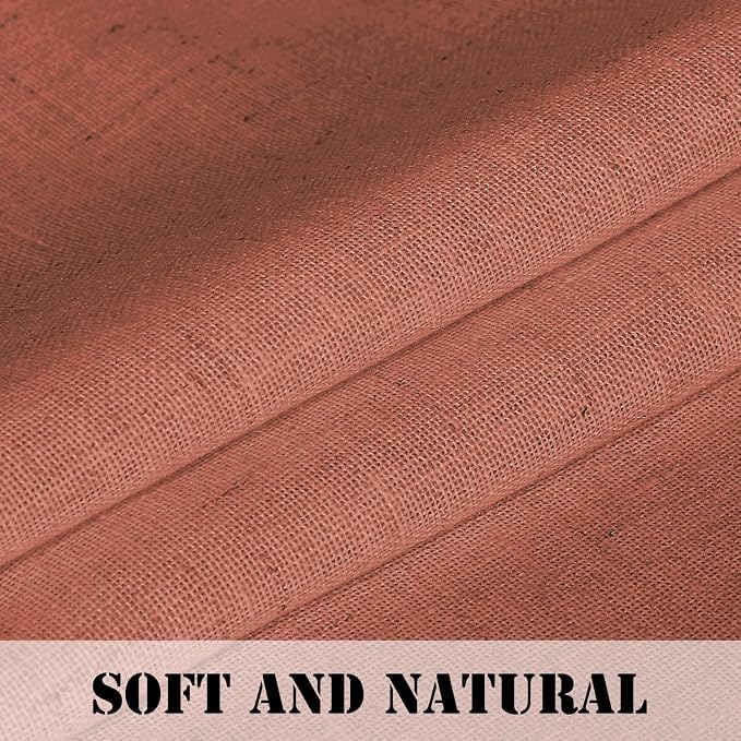 H.VERSAILTEX Linen Curtains Elegant Natural Linen Semi Sheer Curtains Energy Light Filtering Rod Pocket Window Treatments Panels for Living Room (Set of 2, Terracotta, 52 inch W X 54 inch L)