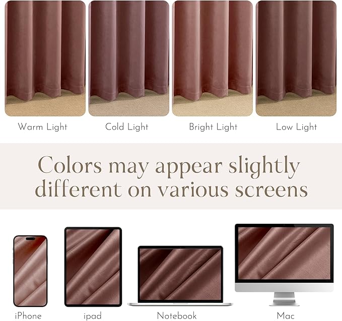 NICETOWN Pink Velvet Curtains 102 inches - Blackout Curtains for Living Room, Thermal Insulated Soundproof Panels Soft Luxury Home Decor for Bedroom, Dusty Rose Pink, W52 x L102, 2 Panels