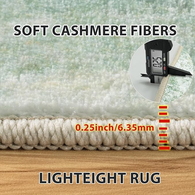6x9 Area Rugs for Living Room Rug Washable: Abstract Rug for Dining Room Bedroom Carpet Non Slip 6 by 9 Indoor Modern Nursery Home Office Green