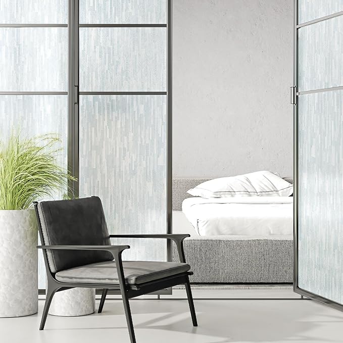 rabbitgoo Window Privacy Film, Frosted Glass Window Film Static Cling Covering, Non Adhesive Privacy Clings Vinyl, Removable Frosting Sticker for Home Decoration, White, 35.4 x 157.4 Inches