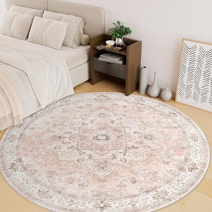CAPALOCA Machine Washable Rugs Nursery Rug 4ft Cute Girl Non Slip Low Pile Water Repellent Soft Print Pattern for Bedroom Indoor Decor Kids Playroom Pink