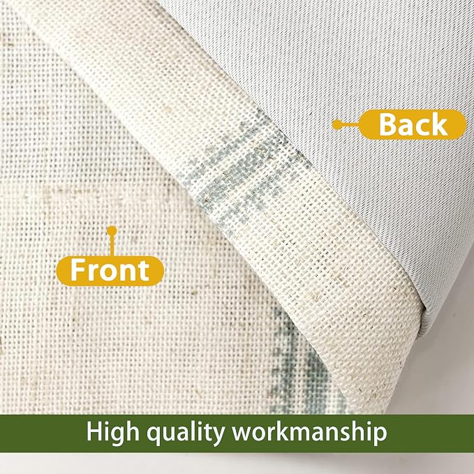 DriftAway Farmhouse Linen Lined Valance Double Layer Thermal Insulated Room Darkening Blackout Window Valances 3 Inch Rod Pocket Vertical Striped Kitchen Valance for Bathroom Single 52 x 18 Inch Green