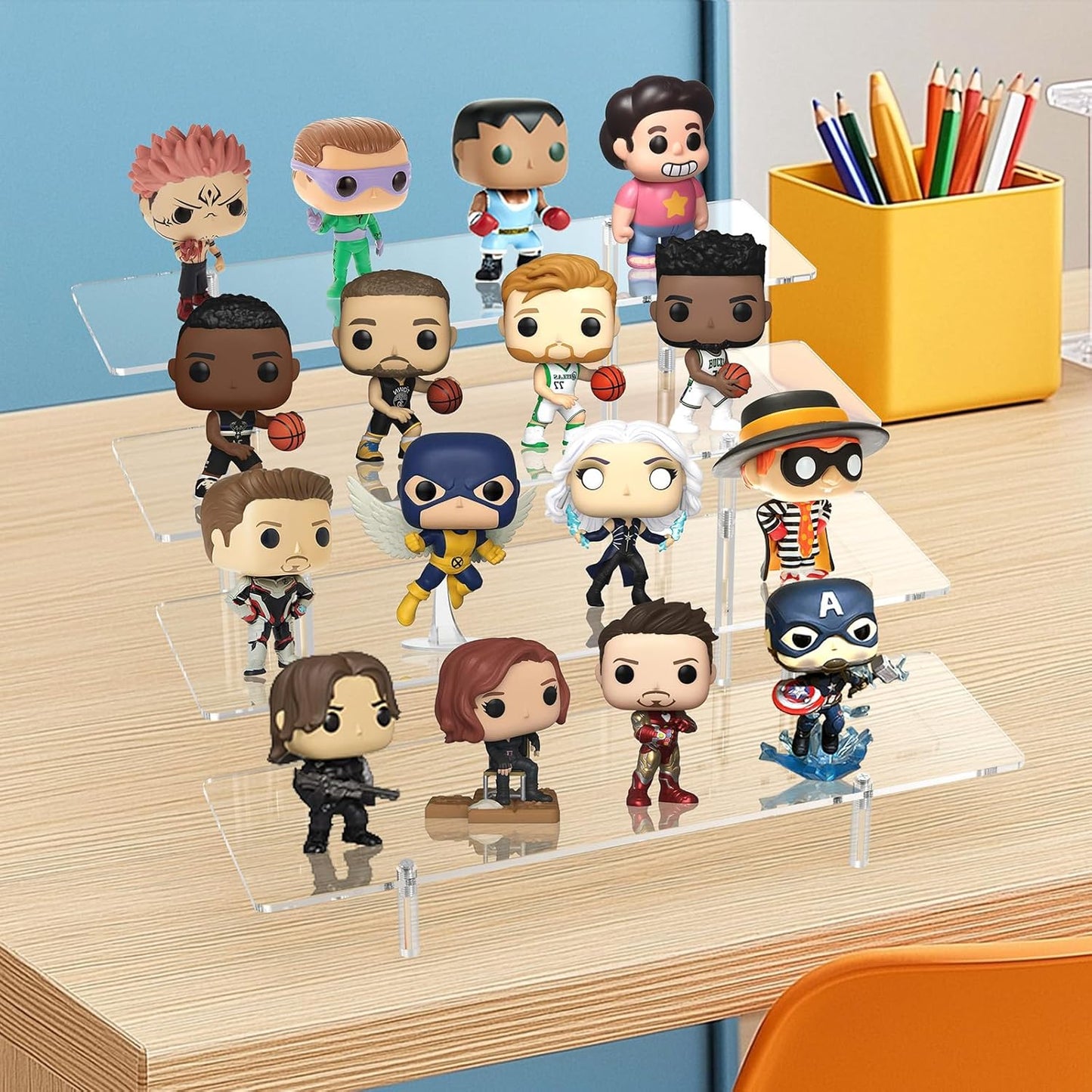 Acrylic Display Riser Stand Shelf Clear 4 Tier Cupcake Stand Perfume Display Holder Figures Desktop Decoration Organizer Showcase Toys Retail Display Rack Candy Dessert Buffet 4 Steps Collection (3 PACKS)