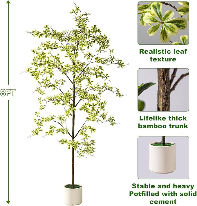 Erimda Faux Black Olive Tree 8ft, Faux Plants Indoor Large Tall Tree Artificial Shady Lady Tree with Natural Wood Trunk & Realistic Leaves, Fake Olive Plant for Home Office Indoor Decor