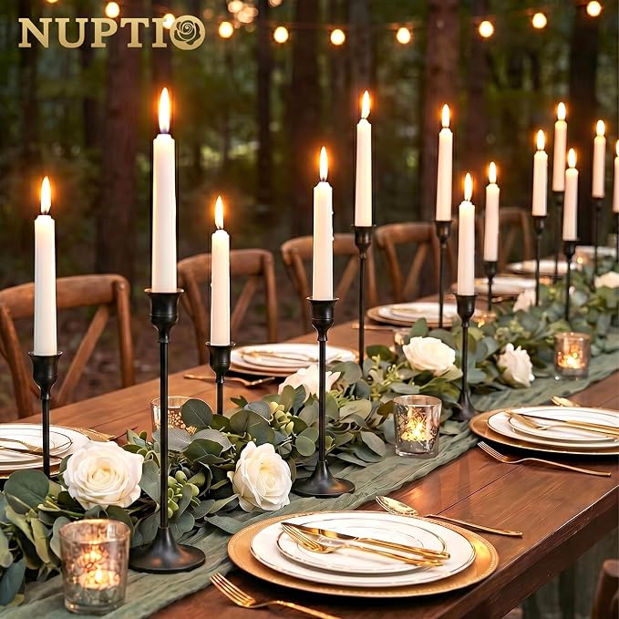 Nuptio 3 Pcs Black Candlestick Holders Taper Candles Holder Candle Stick Holder for Dining Table Halloween Candle Holders for Tapered Candles Decorative Centerpiece for Christmas Party Housewarming