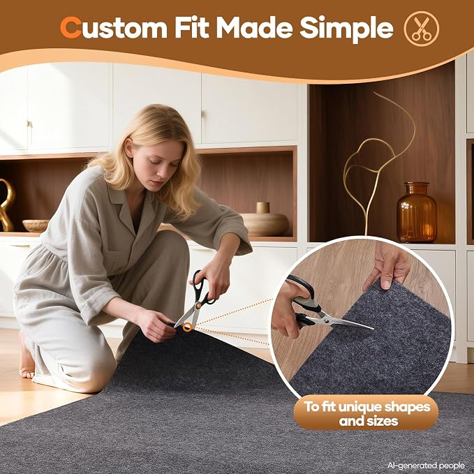 Veken Non Slip Cushioned Rug Pad Gripper 2 x 4 Ft, Felt and Silicone Backing, 1/4 inch Thick, Carpet Liner Protector Mat for Area Rugs and Hardwood Floors, Keep Rugs Safe and in Place