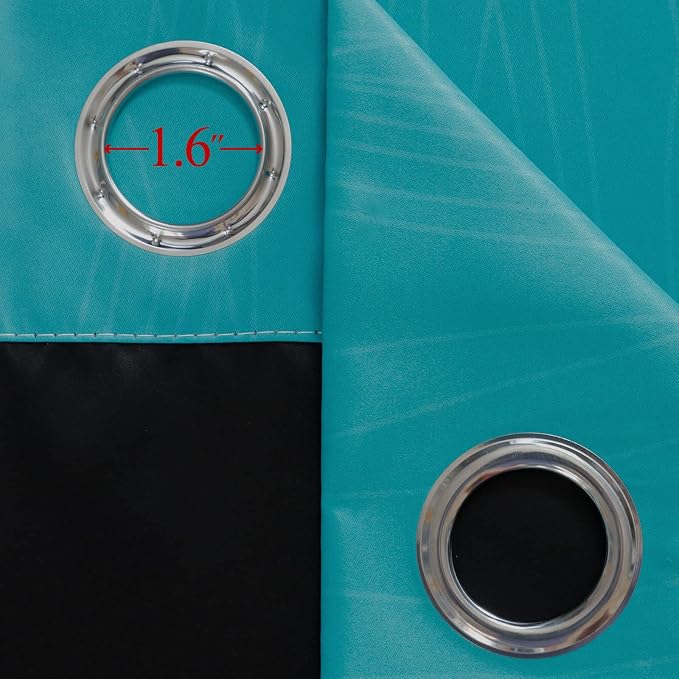 Estelar Textiler Ombre Teal and Purple Blackout Curtains 2 Panels, Grommet Thermal Insulated Gradient Drapes for Kids Room Bedroom, 52x45 Inch