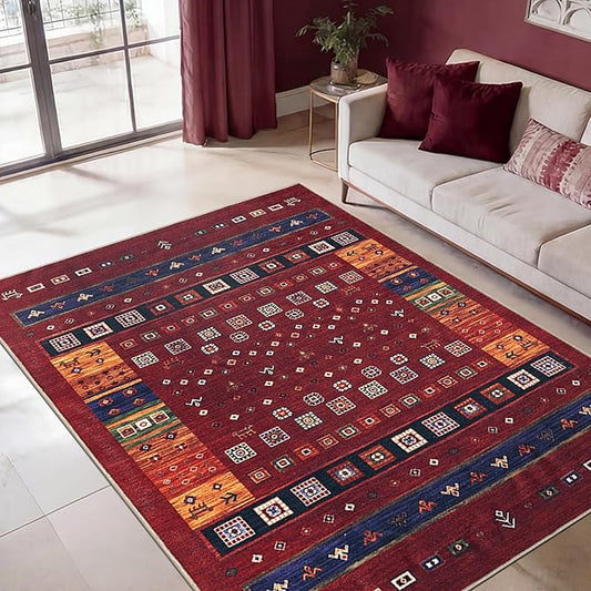 Keen Home Design 48"x72" Rug - Machine Washable Area Rug with Non-Slip Backing, Ideal for Living Room, Dining Room, Bedroom - Vintage, Easy Clean, Durable, Low Pile Rug - (4' x 6')