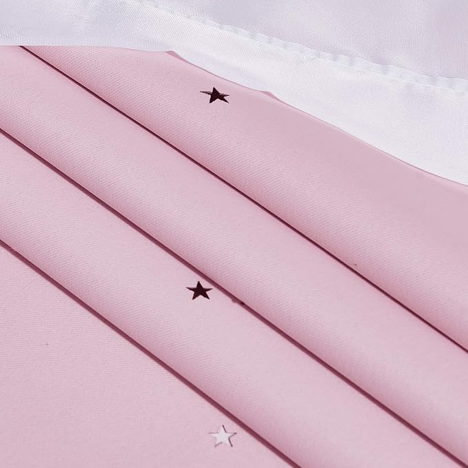NICETOWN Kids Girls Bedroom Pink Curtains, Star Cutout Blackout with White Sheer Pastel Nursery Window Curtain Panels for Thanksgiving (Lavender Pink, 2Pcs, W52 x L84)