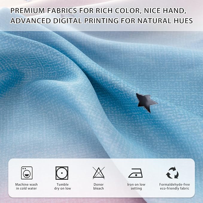 XiDi Girls Blackout Curtains 63 Inches Long for Bedroom, Room Darkening Grommet Window Ombre Curtains 2 Panel Sets, Kids Unicorn Princess Theme Decor Colorful Rainbow Star Design Pink Purple 62W X 63L