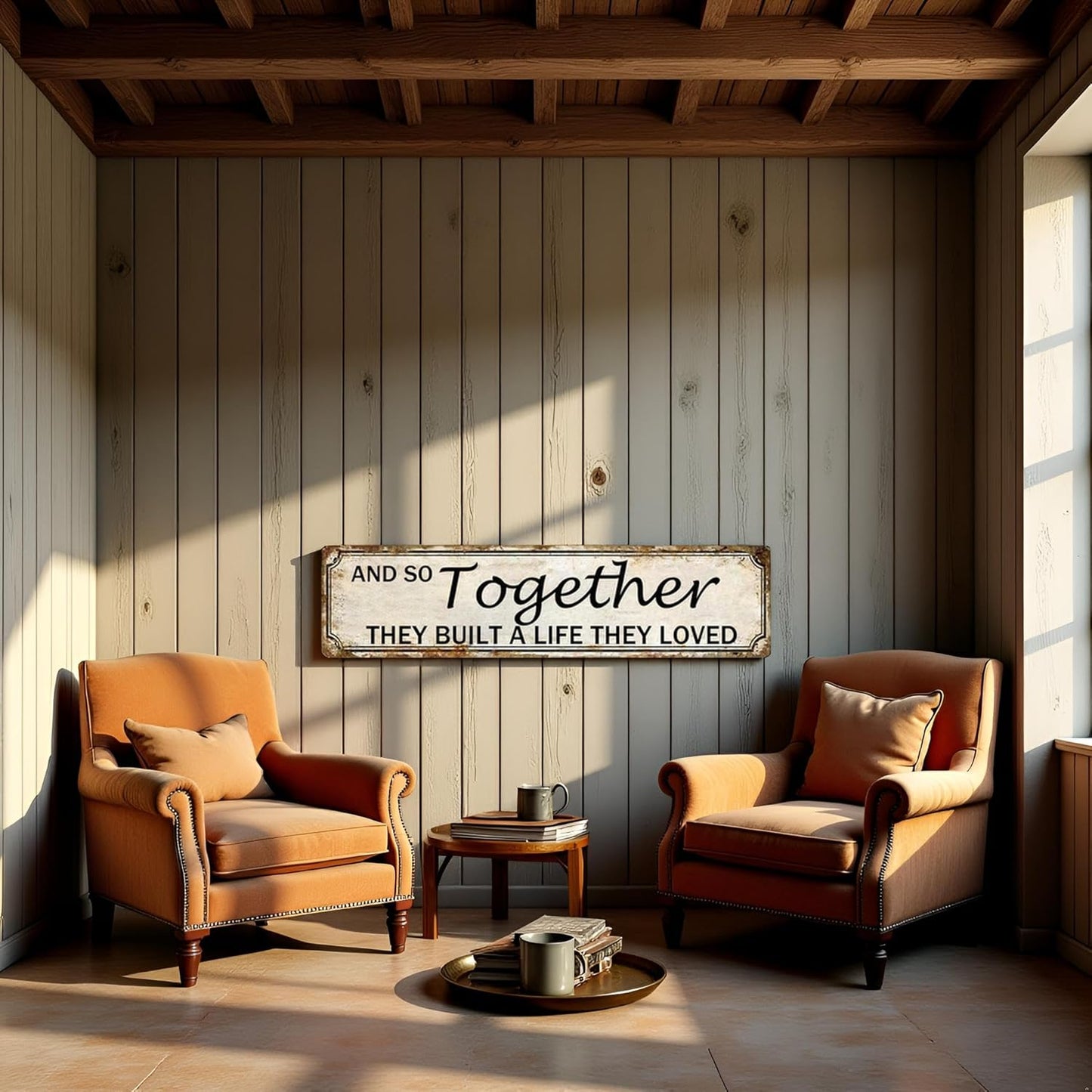And So Together They Built A Life They Loved Tin Sign Farmhouse Wall Decor Rustic Home Decor Farm House Decorations For Home 4x16 Inch
