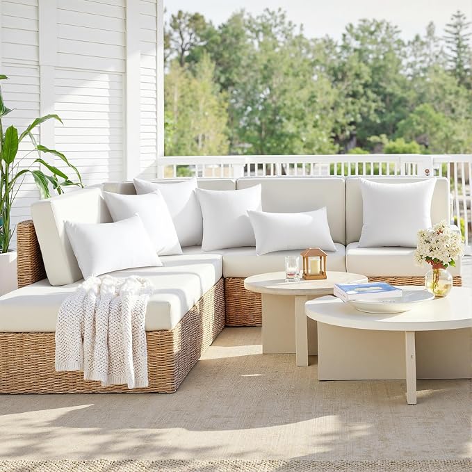 MIULEE 20x20 Outdoor Pillows,Set of 4 Throw Pillows Waterproof,Soft Support Throw Inserts Decorative Water Resistant for Patio Furniture and Garden