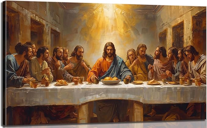 ZAWUDVC Large The Last Supper Wall Art, Jesus Christ Religious Canvas Print Poster, Christian Wall Decor for Church Living Room Bedroom, Biblical Home Decoration,