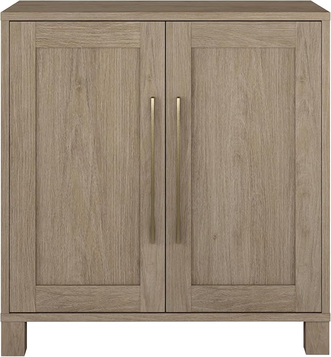 Henn&Hart 28" Wooden Accent Cabinet, Modern Sideboard Buffet Cabinet with 2 Doors and an Adjustable Shelf for Living Room, Dining Room, Bedroom or Entryway, Weathered Gray