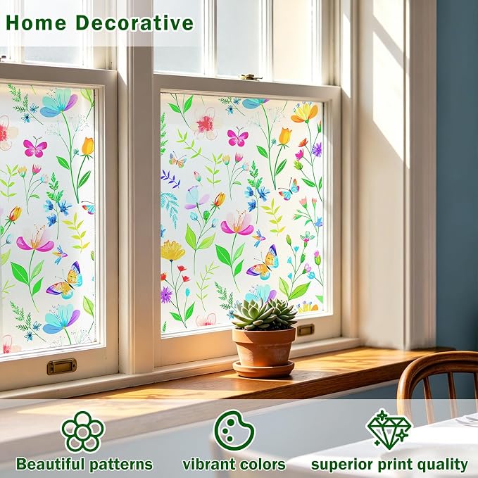 Window Film, Frosted Privacy, One Way Tint, UV Block, Heat Insulation, Anti-Glare, Static Cling, Renter Friendly for Home Bathroom Door