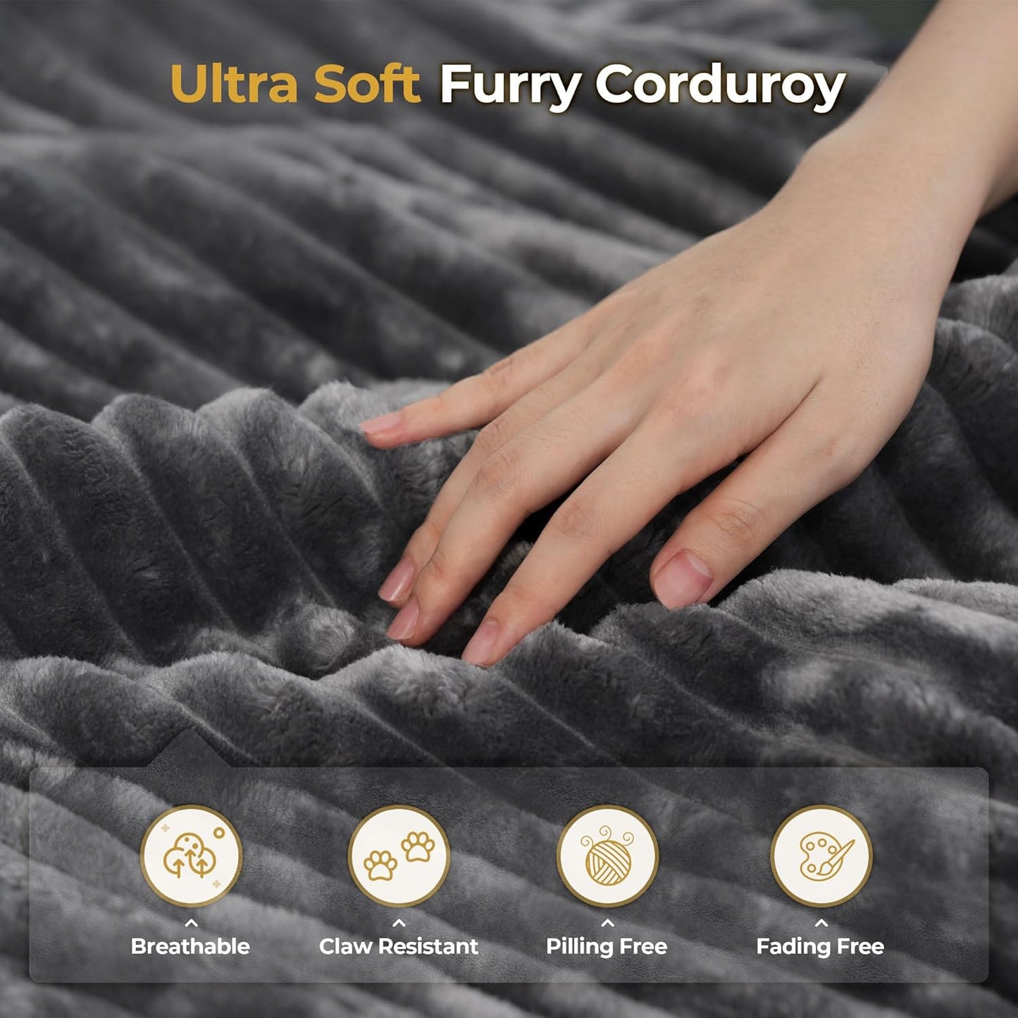 HOOOWOOO Modular Sectional Sofa,6 Pieces Sectional Couches for Living Room,98X98 L Shaped Cloud Couch with Ottoman Chaise Set(Grey Velvet Corduroy)