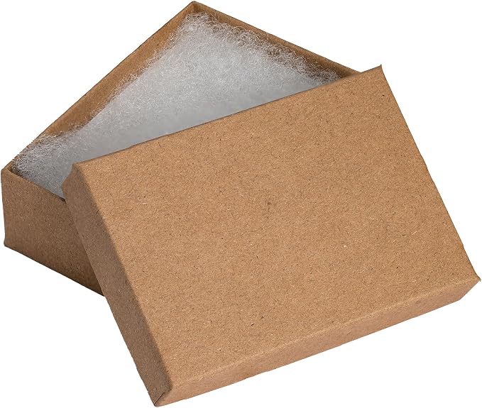 JPB Recycled Kraft Cotton Filled Jewelry Boxes #32 (Case of 100) (3 1/8" x 2 1/8" x 1")