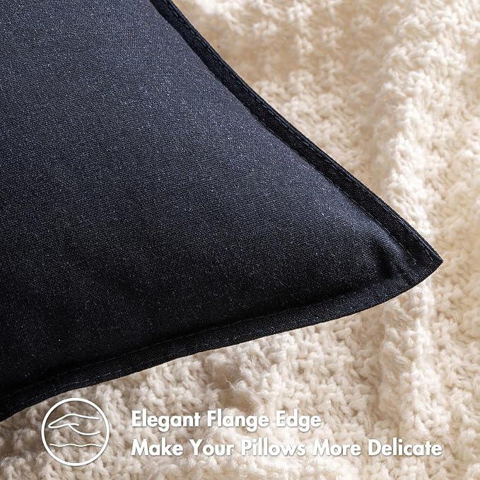 MIULEE Pack of 2 Decorative Linen Pillow Covers 18x18 Inch Navy Blue | Boho Farmhouse Modern Soft Spring Accent Throw Pillows Neutral Cushion Covers for Sofa Couch Bed Living Room Home Decor