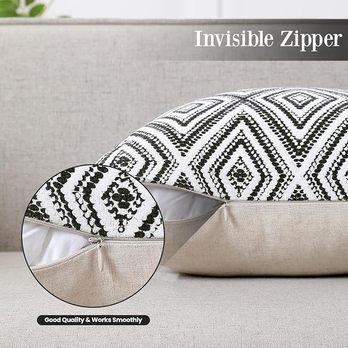 HPUK Throw Pillow Covers 18x18 Inch Set of 4, Linen Decorative Pillow Covers, Accent Cushion Covers for Couch Sofa Bed Bedroom Living Room Décor, Black