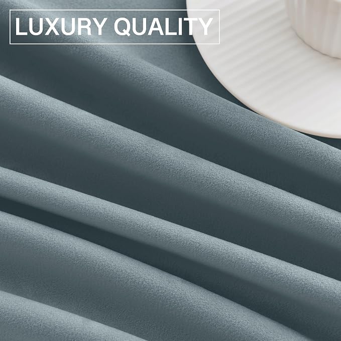 StangH Elegant Stone Blue Room Darkening Curtains 108 inches, 2 Panels | Thermal Insulated Window Panels, Privacy & UV Protection Drapes for Nursery Bedroom, 300GSM Soft Velvet, Living Room