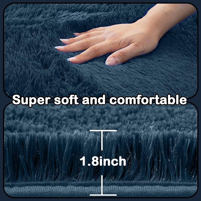 7x10 Area Rugs for Living Room: Navy Blue Area Rug 7 x 10 Carpets for Living Room - Shag Area Rug Modern Indoor Soft Shaggy Fuzzy Floor Carpet for Bedroom (Navy Blue/7x10 Feet)