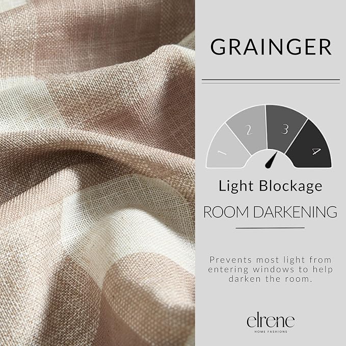 Grainger Buffalo Check Blackout Window Curtain, Linen - 52" W x 108" L
