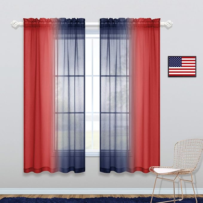 KOUFALL Blue and Red Curtains for Boys Bedroom,Sports Gamer Curtains for Gaming Room